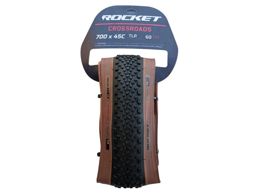 Rocket Crossroads 700 x 45 TLR Tanwall Gravel Tyre | Crossroads Bicycle Co.
